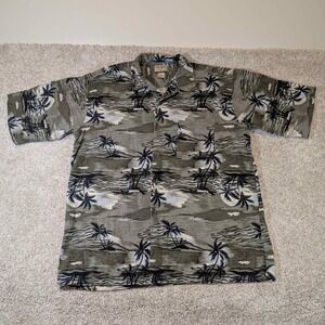 High Sierra Mens XL Aloha Hawaii Palm Tree Hawaiian Shirt Linen Rayon